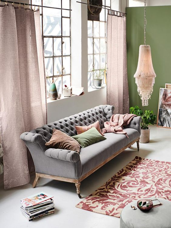 Szürke színű rusztikus kanapé 