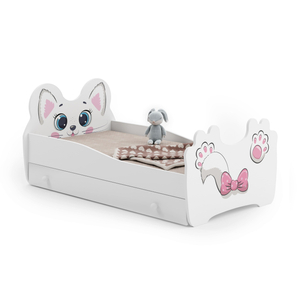 Gyermekágy Rózsaszín macska 160x80 fiókkal, matraccal és kerettel
