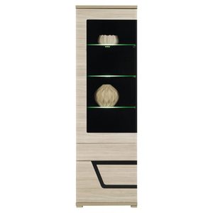 Verona szilfa-fekete balos vitrines szekrény