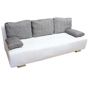 Mega kihúzható kanapé fehér textilbőr