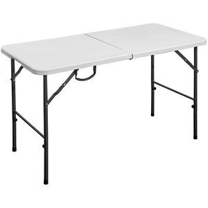  Összecsukható, hordozható műanyag asztal, 120 cm - fehér