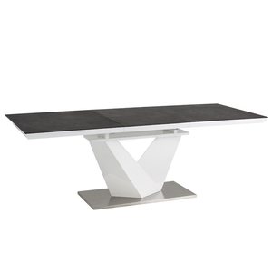 BAL-Alaras II bővíthető étkezőasztal (160-220x90) grafit asztallap/lakk. fehér láb