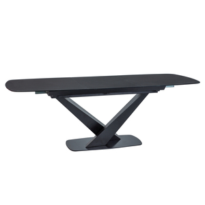 BAL-Cassino I bővíthető asztal fekete edzett üveg/MDF+fém láb (160-220X90)