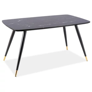 BAL-Cyryl I étkező asztal 140x80 kő hatás/ fekete/ arany láb
