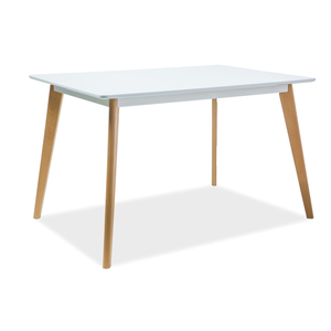 BAL-Declan asztal fehér MDF/bükk láb 120X80