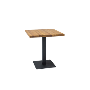 BAL-Puro asztal 70x70 natúr tölgy furnér/fekete fém láb