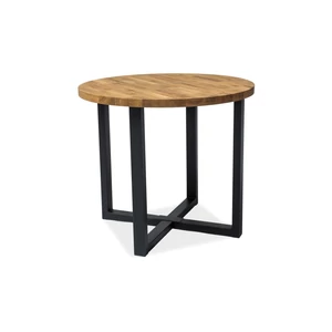 BAL-Rolf körasztal 90x90 tölgy tömörfa/fekete fém láb