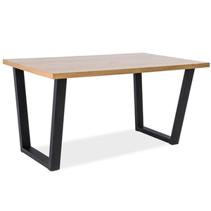 BAL-Valentino asztal tölgy tömörfa/fekete fém láb 150x90x75