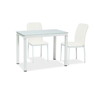 BAL-Galant asztal fehér üveg/fehér fém láb