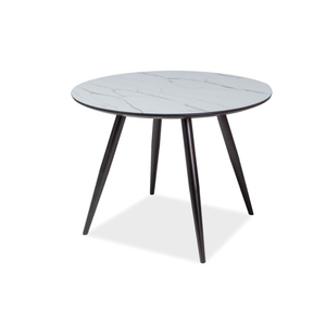 BAL-Ideal körasztal MDF+üveg/fekete fém láb (100X100)