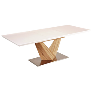 BAL-Alaras bővithető asztal sonoma/asztallap lakk.fehér, 160-220x75x90