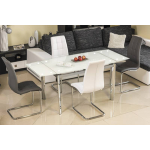 BAL-GD-020 bővíthető asztal króm, fehér, 120-180x76x80