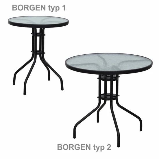 TEMP-Borgen TYP1 étkezőasztal, acél/edzett üveg