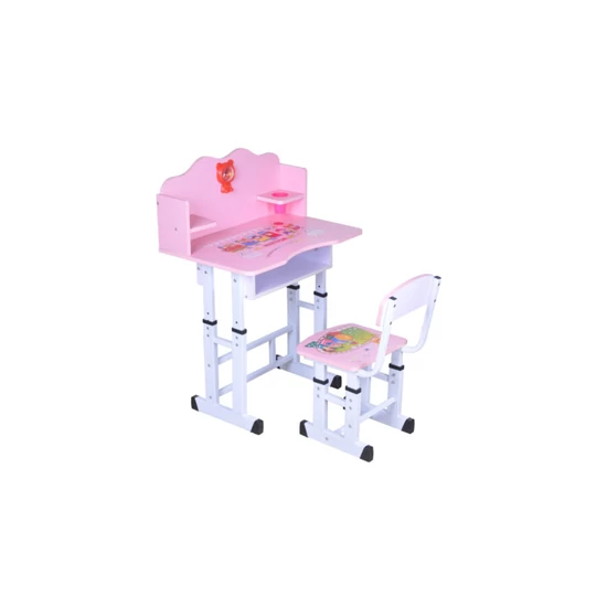 Fémvázas pink gyerek íróasztal szett