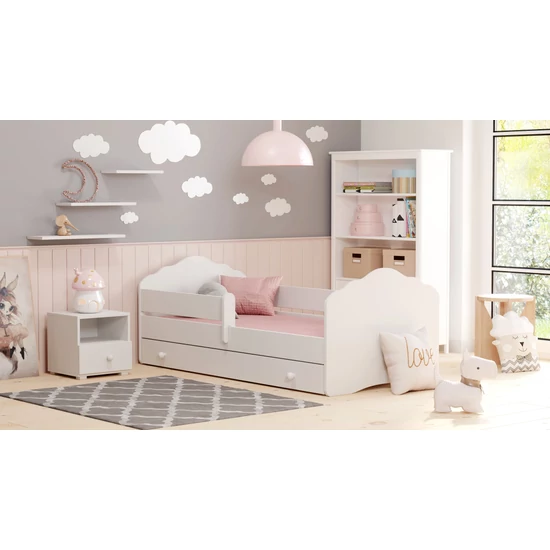KOB-FANCY 160x80 gyermekágy fiókkal, korláttal, matraccal és ágyráccsal
