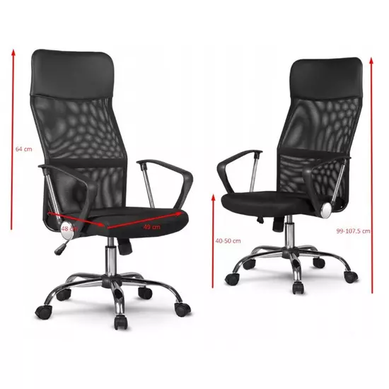NID-Forgó irodai szék, Senilla, hálós szövet, fekete színben