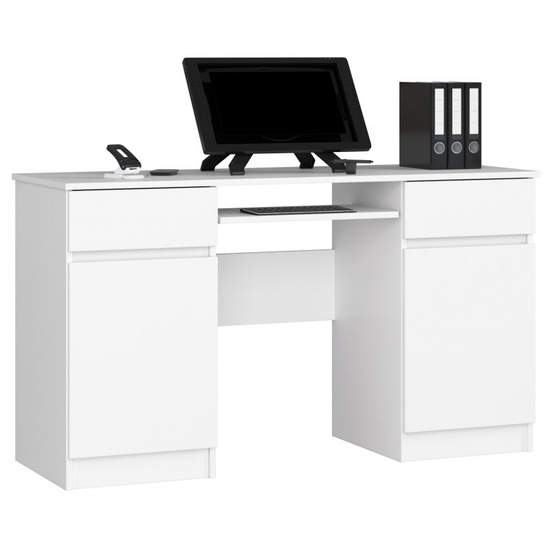 Fehér, polcos, fiókos íróasztal