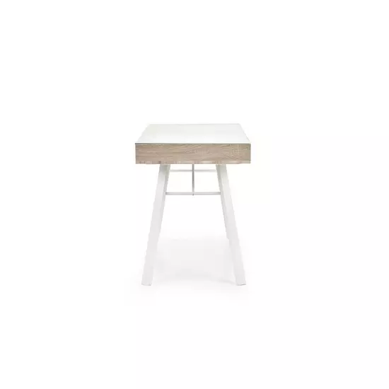 HLM-B33 üveglapos íróasztal, sonoma tölgy-fehér