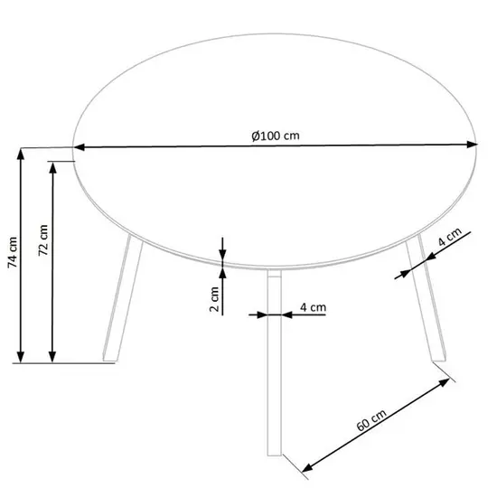 HLM-BALROG kerek asztal, világosszürke-fekete