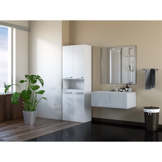 NID-1K DK fürdőszoba szekrény, matt fehér