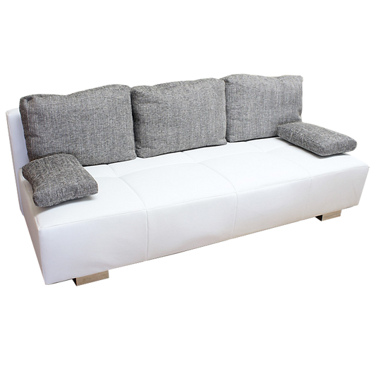 Mega kihúzható kanapé fehér textilbőr