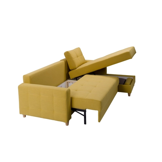 Sekken táskarugós ágyazható L alakú kanapé