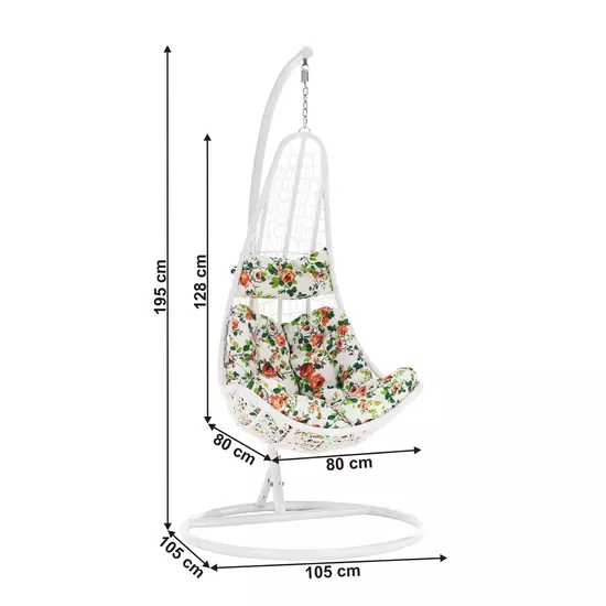 Kendra függőfotel, fehér/virág minta