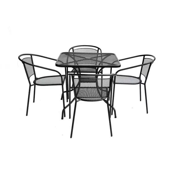 ZWMT-80 fém kerti asztal napernyőlyukkal, 80 x 80 x 72 cm - fekete