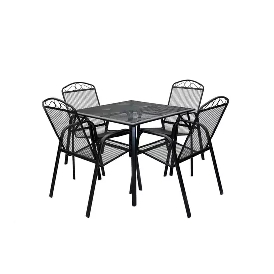 ZWMT-90 fém kerti asztal, 90 x 90 x 72 cm - fekete