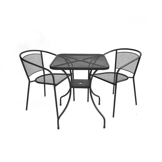 ZWMT-60 fém kerti asztal napernyőlyukkal, 60 x 60 x 72 cm - fekete