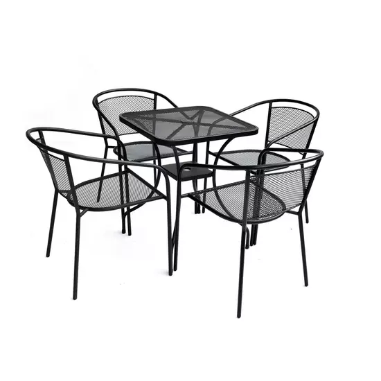 ZWMT-60 fém kerti asztal napernyőlyukkal, 60 x 60 x 72 cm - fekete