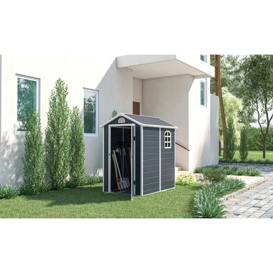 ROJAPLAST AVE "B" 4X6 MŰANYAG KERTI HÁZ, TÁROLÓ, SÖTÉTSZÜRKE