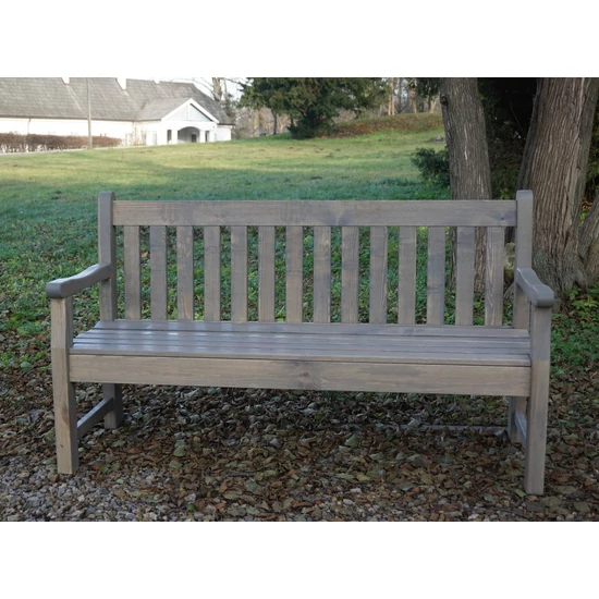 LONDON fenyőfából készült, rusztikus kerti pad, szürke - 150 cm