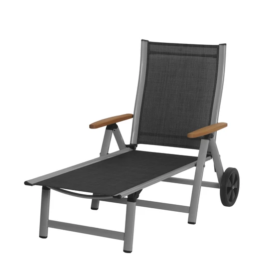 ASS COMFORT állítható, exkluzív fém kerti nyugágy - ezüst/fekete