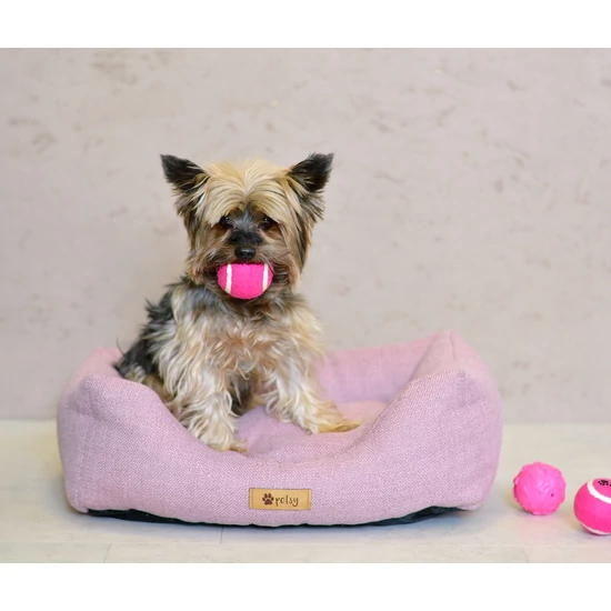 Poliészter kutyafekhely - pink-szürke - 65 cm 