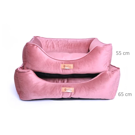 Kutya, macska poliészter fekhely bársony felülettel - pink - 55 cm