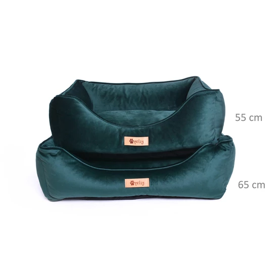 Kutya, macska poliészter fekhely bársony felülettel - zöld - 55 cm