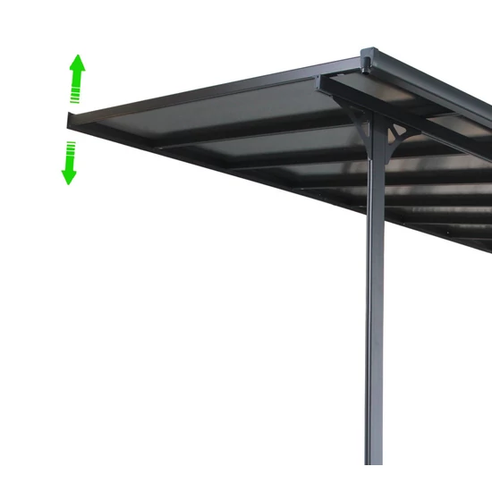 Alumínium pergola, szürke polikarbonáttal, 557x305cm
