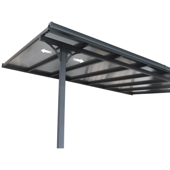 Alumínium pergola, szürke polikarbonáttal, 557x305cm