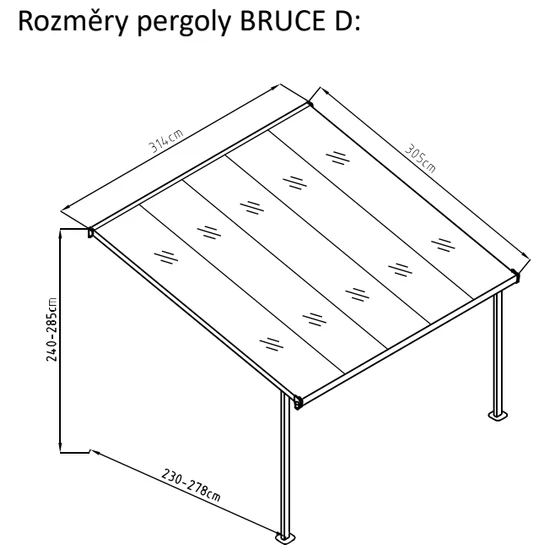 Alumínium pergola, átlátszó polikarbonáttal, 314x305cm
