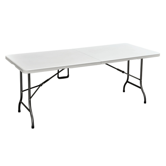 Összecsukható, hordozható műanyag asztal,180 cm - fehér