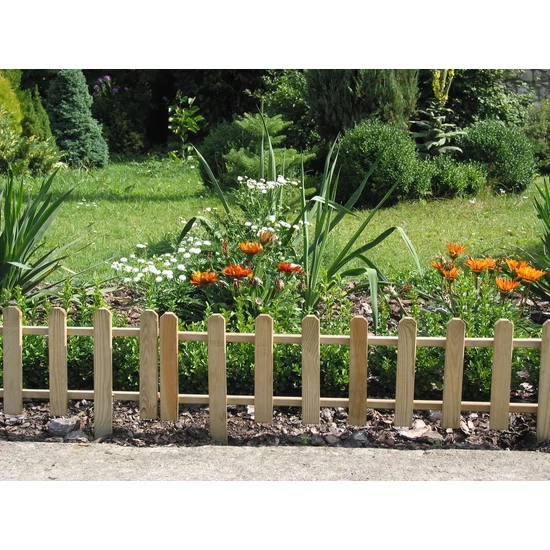 Fenyőfából készült virágágyás kerítés, natúr - 100 cm