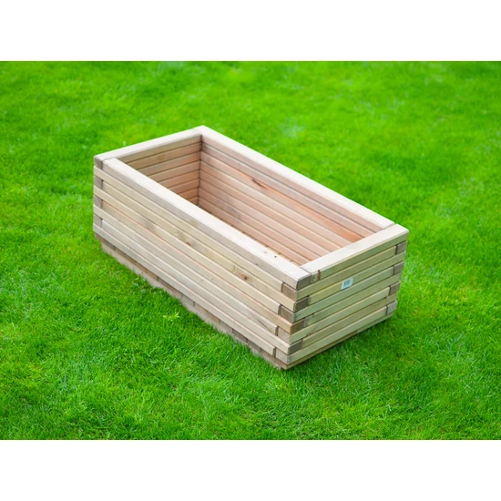 Fenyőfából készült téglalap alakú rusztikus virágtartó láda - 80 cm