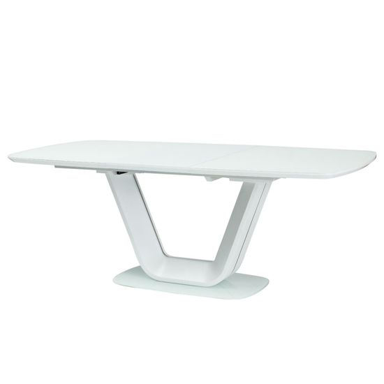 BAL-Armani bővíthető asztal matt fehér MDF/üveg 160-220x90
