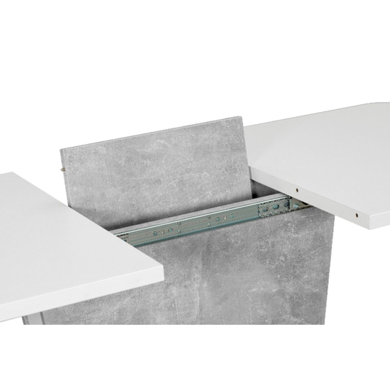Caly 110/145 fehér-beton szürke bővíthető étkezőasztal bővítő betét