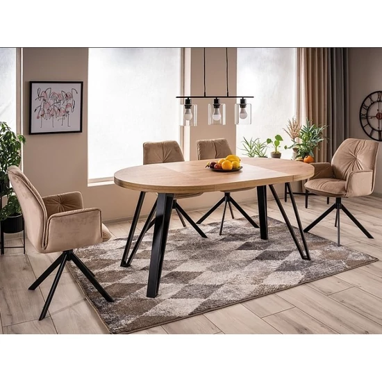 Gabriella artisan tölgy-fekete bővíthető étkezőasztal enterior