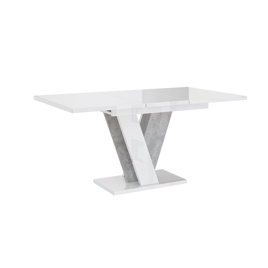 Vini magasfényű fehér-beton étkezőasztal bővítve