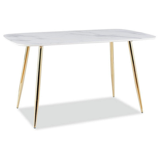 BAL-Ceres étkező asztal 140X80 márvány hatású fehér/ arany láb