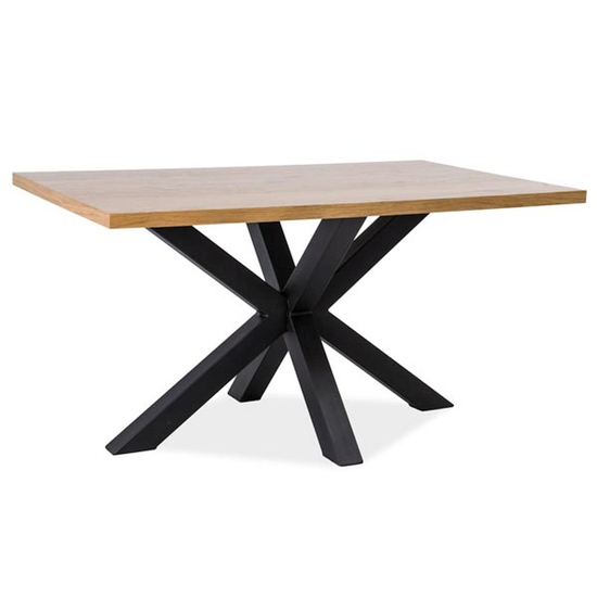 BAL-Cross étkezőasztal (150x90) tölgy asztallap/fekete fém láb