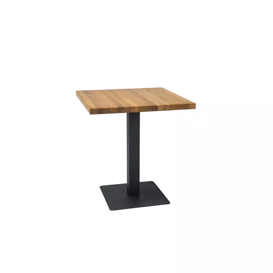 BAL-Puro asztal 80x80 tölgy tömörfa/fekete fém láb